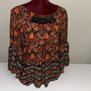 Relativity Floral Boho Blouse size Medium EUC